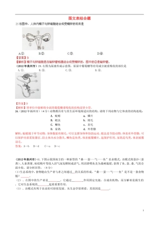 福建省2012年中考生物典型真题细解汇编-图文表结合题