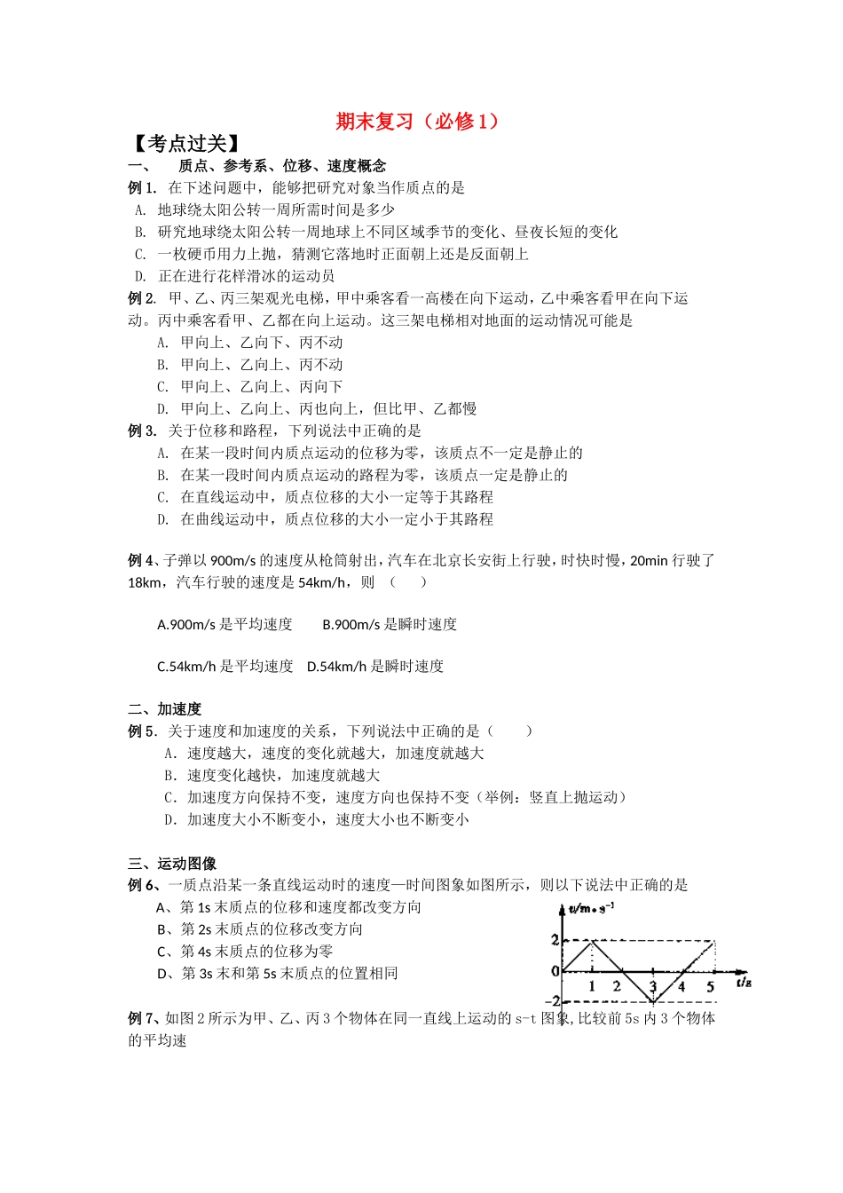 高中物理：综合期末复习(力、牛顿定律)人教版必修1_第1页