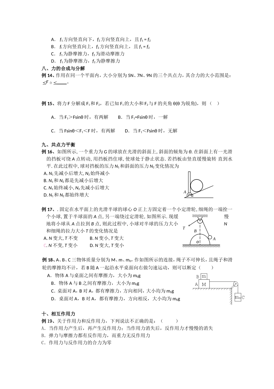 高中物理：综合期末复习(力、牛顿定律)人教版必修1_第3页
