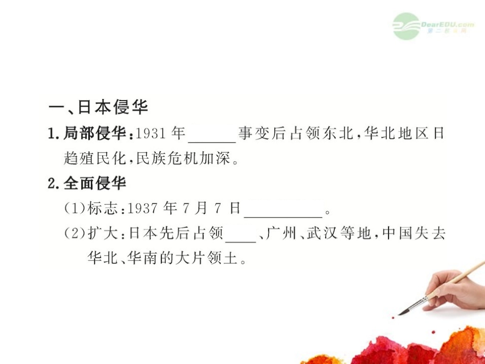 2012版高中历史全程复习方略配套课件-4.4-抗日战争及解放战争-新人教版_第3页