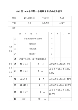 期末考试成绩分析表(1)