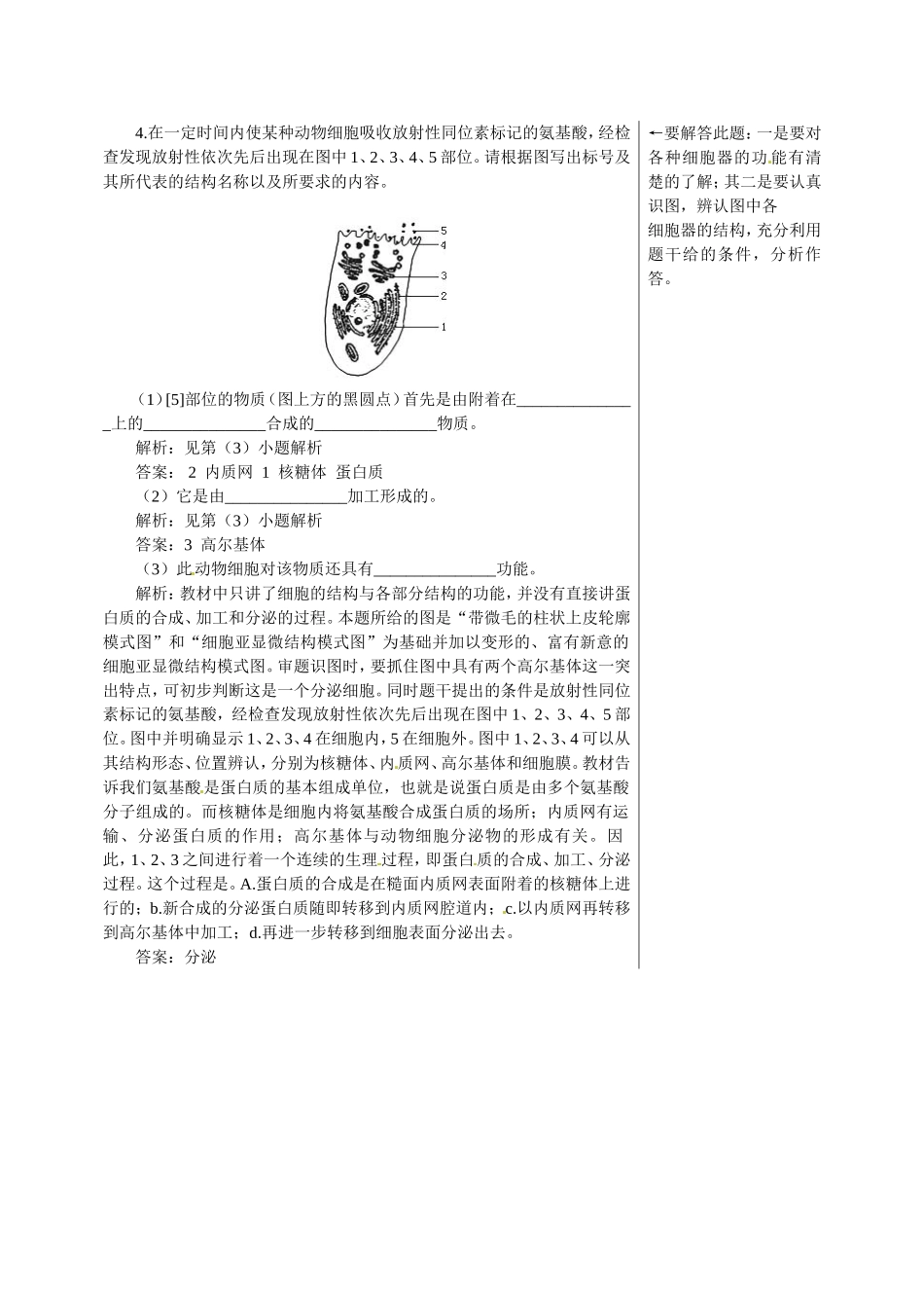 高中生物：教案：蛋白质的合成与运输中图版必修1_第2页