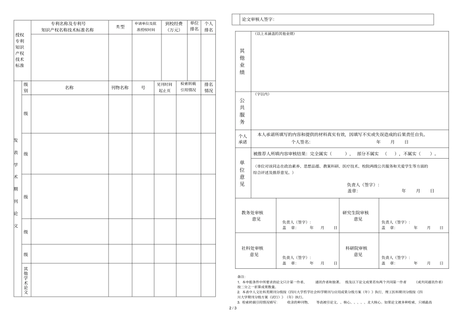 四川大学申报高级专业技术职务评审简表_第2页