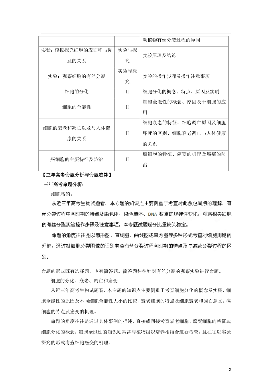 2012版高考生物-3-2-1精品系列专题06-细胞的生命历程(学生版)_第2页