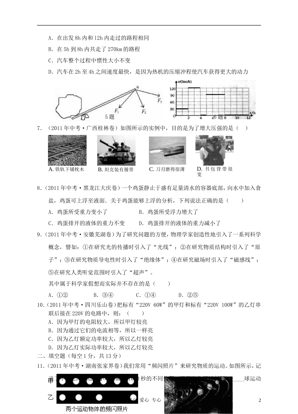 【考前精品】2012年中考物理冲刺终极篇-满分试题六_第2页