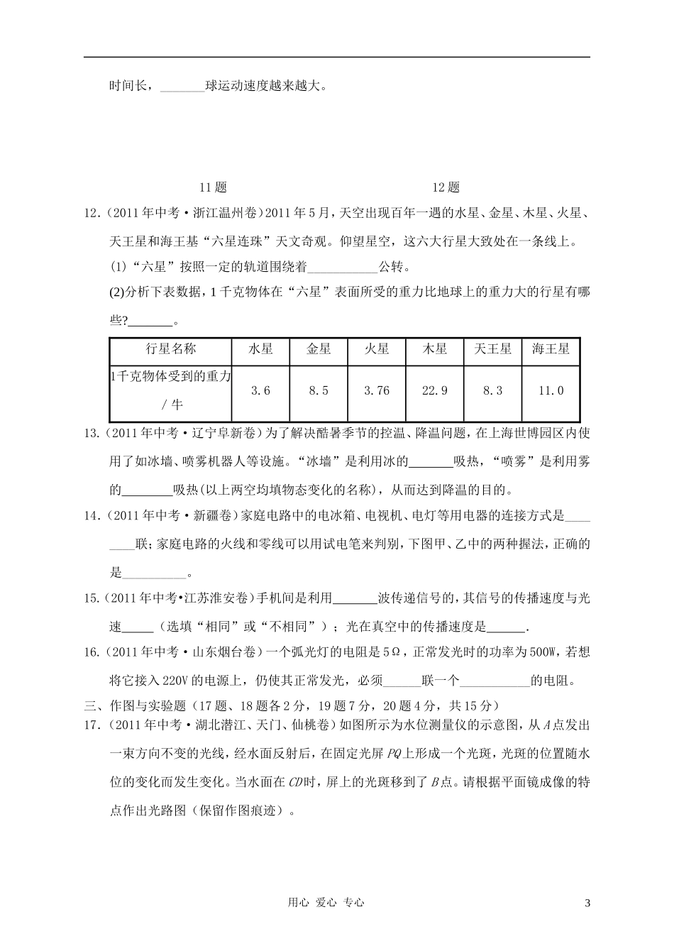 【考前精品】2012年中考物理冲刺终极篇-满分试题六_第3页