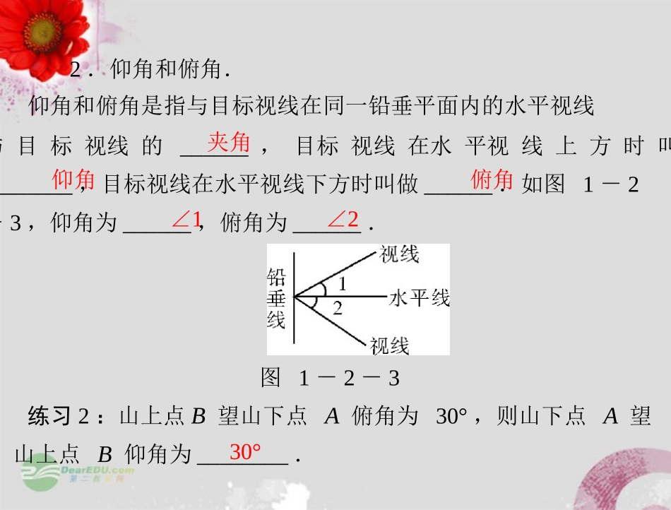 【优化课堂】2012高中数学-第一章-1.2--1.2.1-测量距离或高度问题课件-新人教A版必修5_第3页