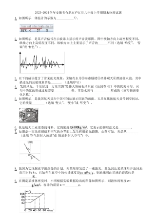 2023-2024学年安徽省合肥市庐江县八年级上学期期末物理试题 