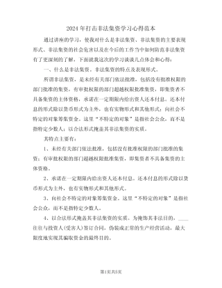 2024年打击非法集资学习心得范本(2篇)
