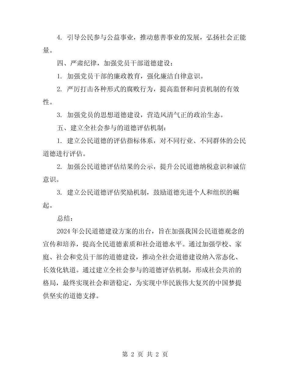 2024年公民道德建设方案和总结_第2页