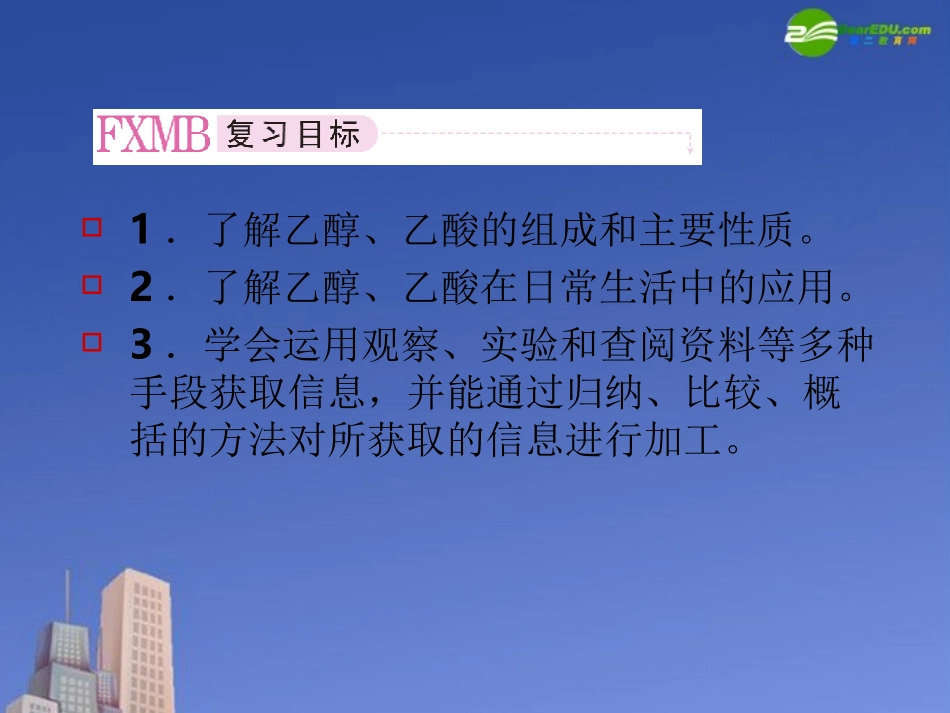 2011届高考化学第一轮-《生活中两种常见的有机物》专题精品课件-新人教版_第2页
