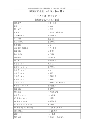 (部编版)统编版小学语文教材目录(一至六年级上册下册齐全) 