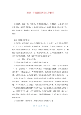 2023年最新的国企工作报告