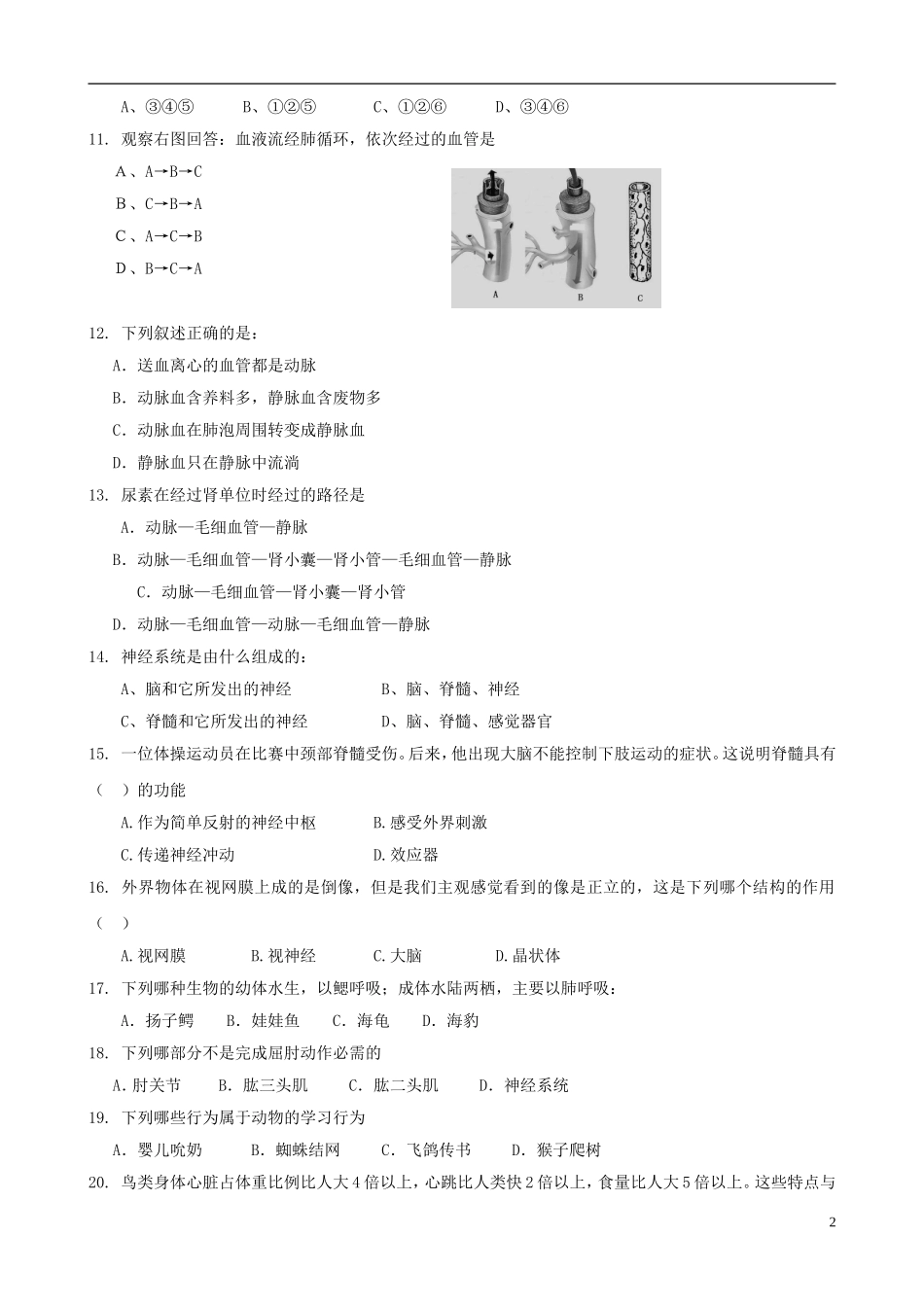 浙江省名校2012年中考生物模拟试题6_第2页