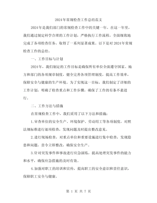2024年常规检查工作总结范文(2篇)