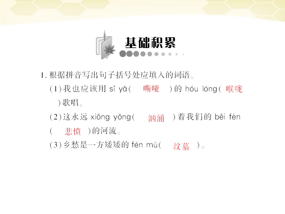 《随堂优化训练》2011年九年级语文下册-第一单元第1课-诗两首配套课件-冀教版_第2页