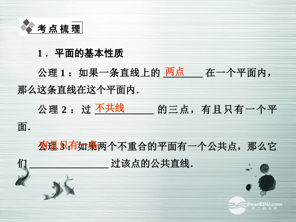 【课堂新坐标】(广东专用)2014高考数学一轮复习-第七章第三节空间点、直线、平面之间的位置关系配套课件-_第2页