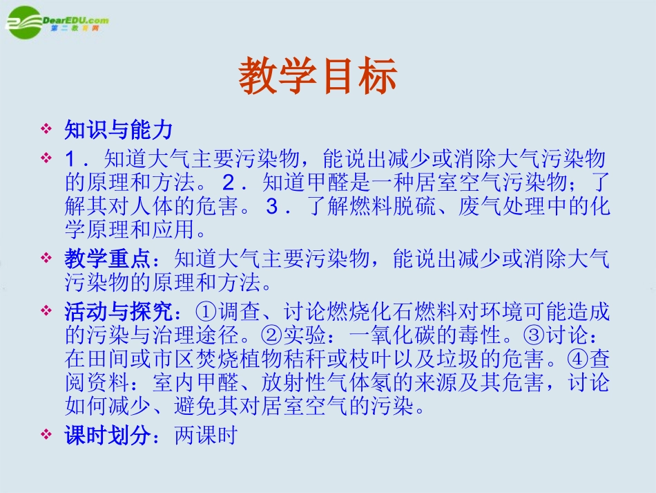 高中化学-第四章第一节《改善大气质量》精品课件-新人教版选修1_第3页