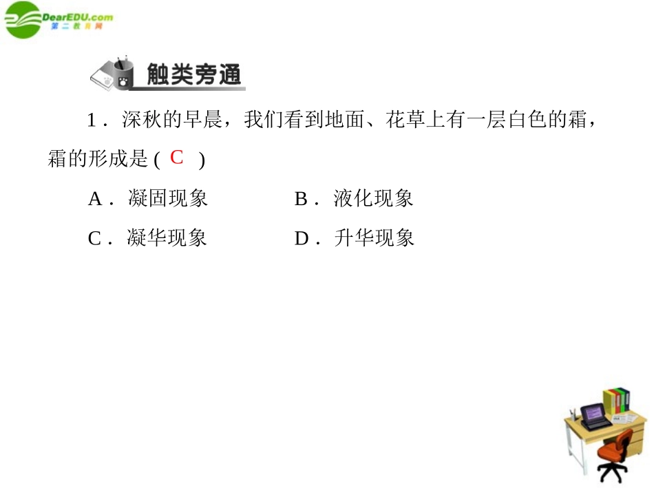 《随堂优化训练》2011年八年级物理-第四章-四、升华和凝华-配套课件-人教新课标版_第3页