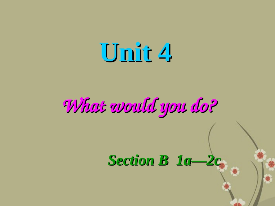 浙江省乐清市清江镇中学九年级英语全册《Unit-4-What-would-you-do-SectionB-1a-2c》课件-人教新目标版_第1页