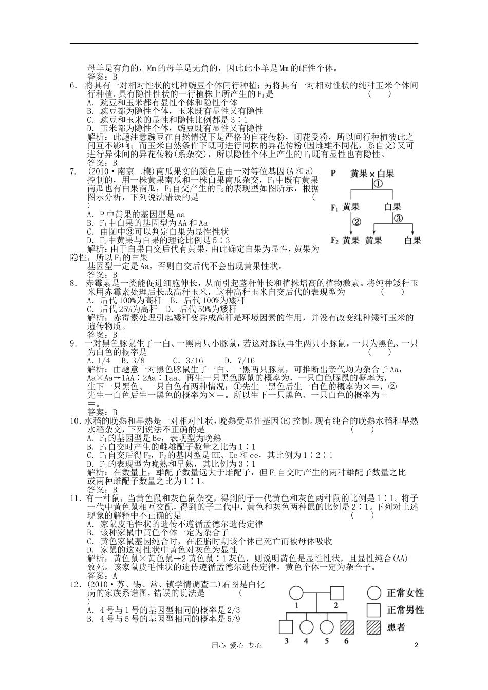 《创新设计》2012高考生物总复习-孟德尔的豌豆杂交实验(一)精品练习-必修2_第2页