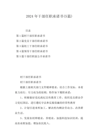 2024年干部任职承诺书(5篇) 