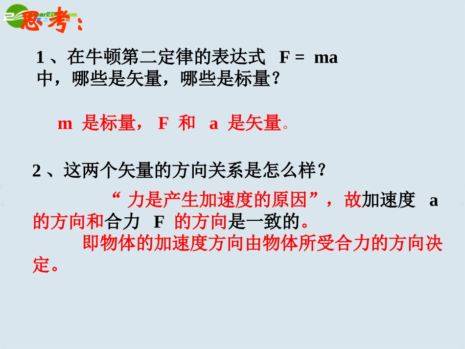 高中物理-4.3-牛顿第二定律课件-新人教版版必修1_第2页
