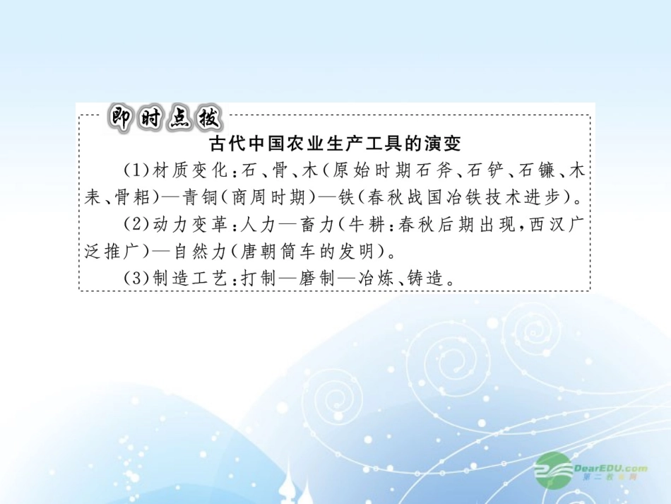 【课堂新坐标】2013届高考历史一轮复习-第7单元-第1讲精耕细作模式下的农业和手工业-课件-岳麓版(山东专用_第3页