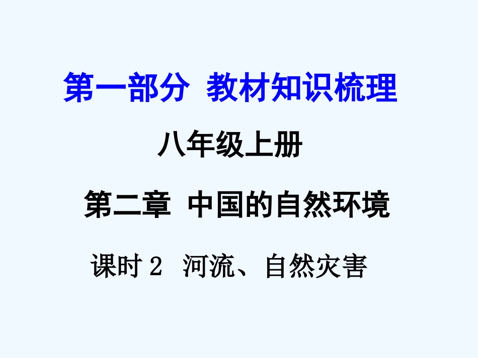 2016年中考地理复习八年级上册第二章-中国的自然环境第二章课时2--河流、自然灾害_第1页