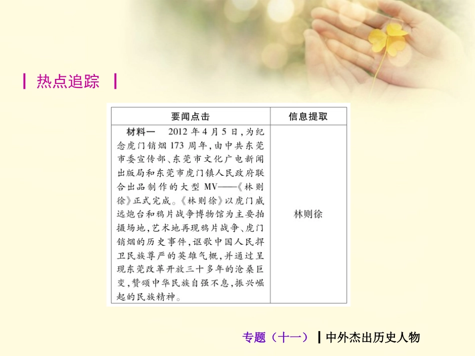 (新课标)2013届中考历史最后冲刺练热门专题-专题十一-中外杰出历史人物(专题导读+热点追踪+考向探究+典_第3页