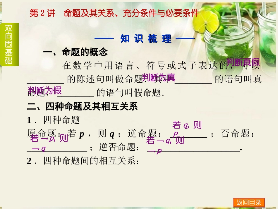(浙江专用)2014高考数学一轮复习方案(双向固基础+点面讲考向+多元提能力+教师备用题)-第2讲-命题及其关_第3页