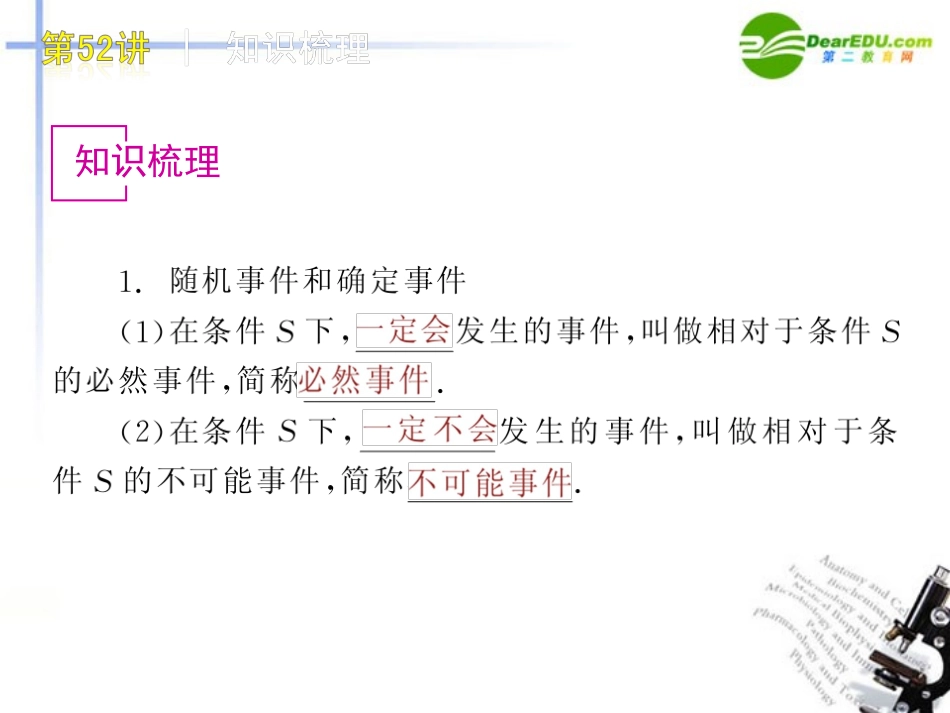 高三数学-第52讲-随机事件的概率复习课件-文-北师大版_第2页