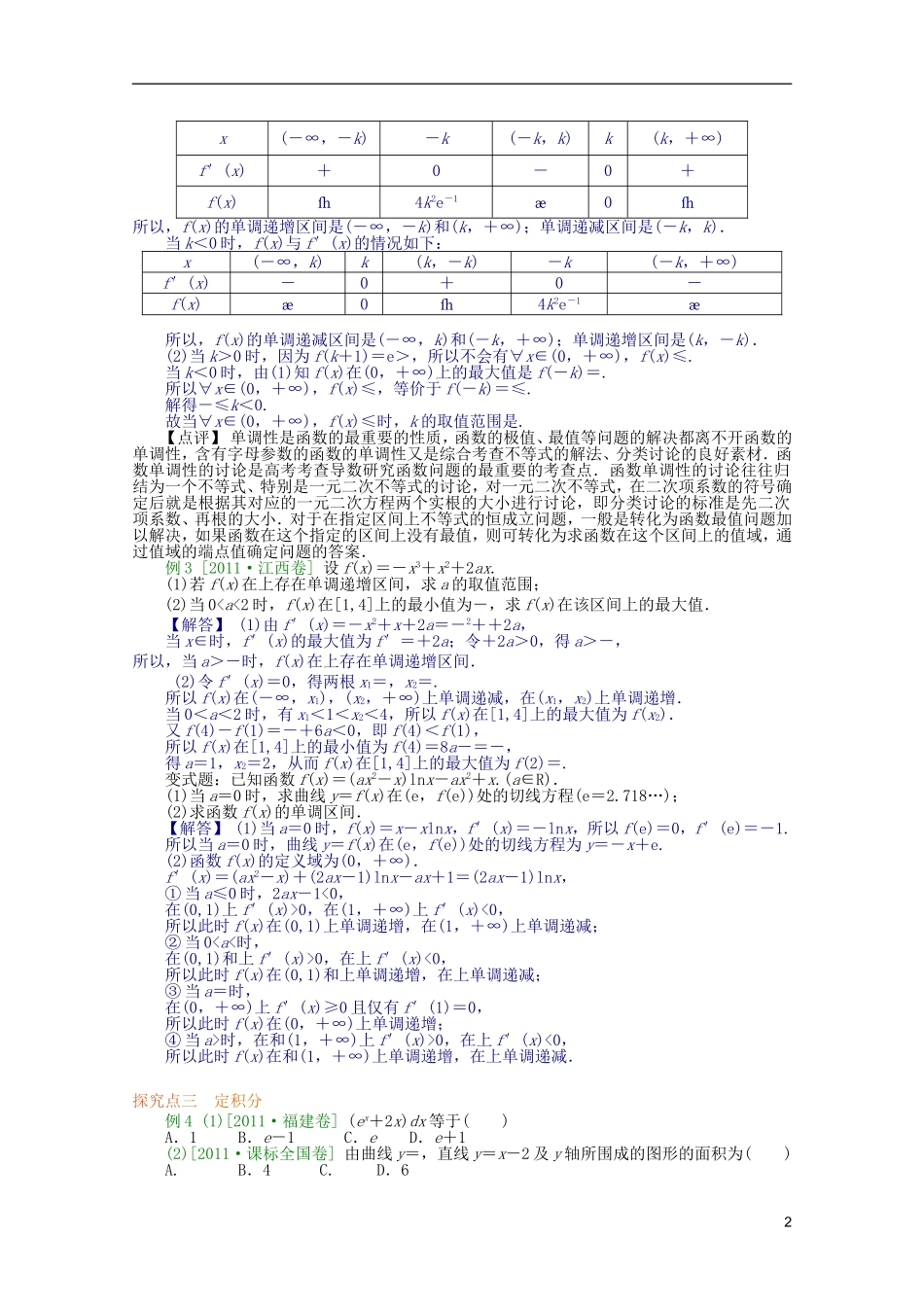 内蒙古伊图里河高级中学高三数学复习-导数在研究函数性质中的应用_第2页
