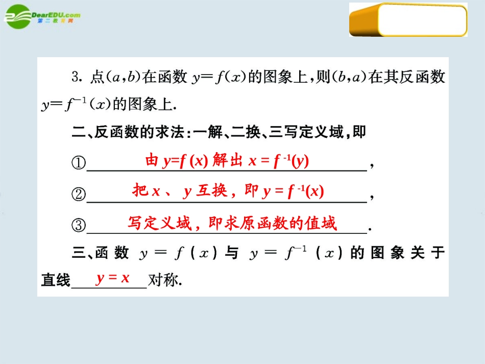2011届高三数学第一轮复习-考点12-反函数课件-新人教版_第3页