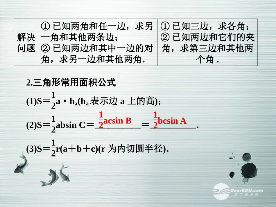 【课堂新坐标】(广东专用)2014高考数学一轮复习-第三章第七节正弦定理和余弦定理配套课件-文_第3页