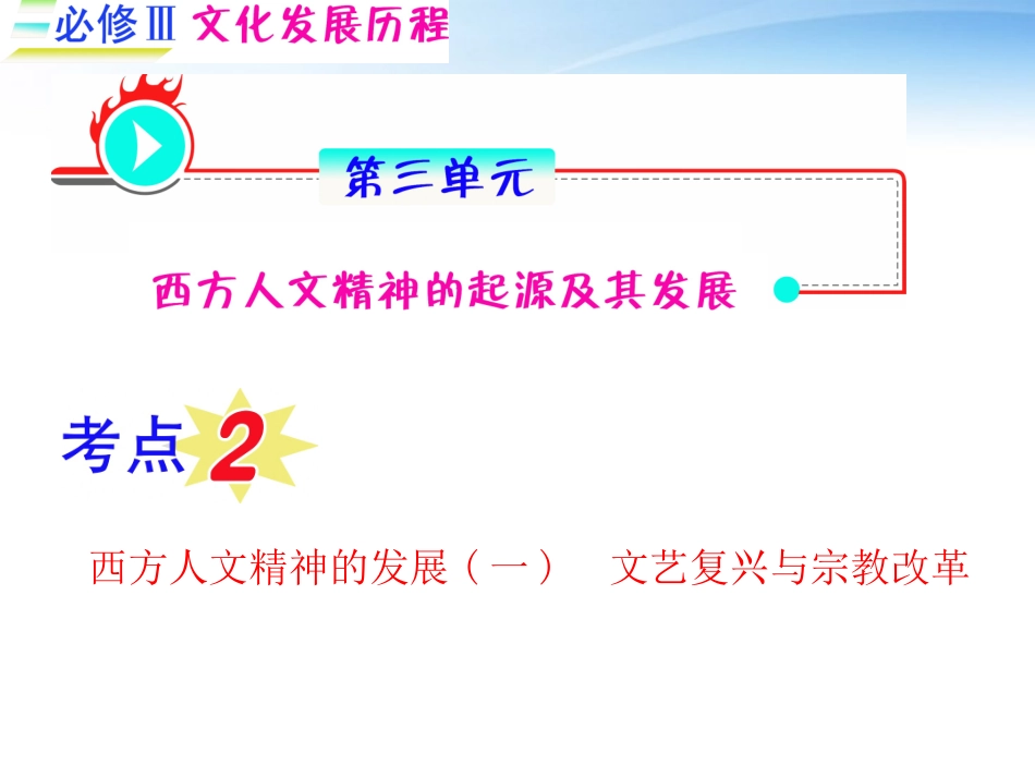 《夺冠之路》福建专用2012高考历史一轮复习-第3单元-西方人文精神的起源及其发展-考点2-西方人文精神的发展_第1页