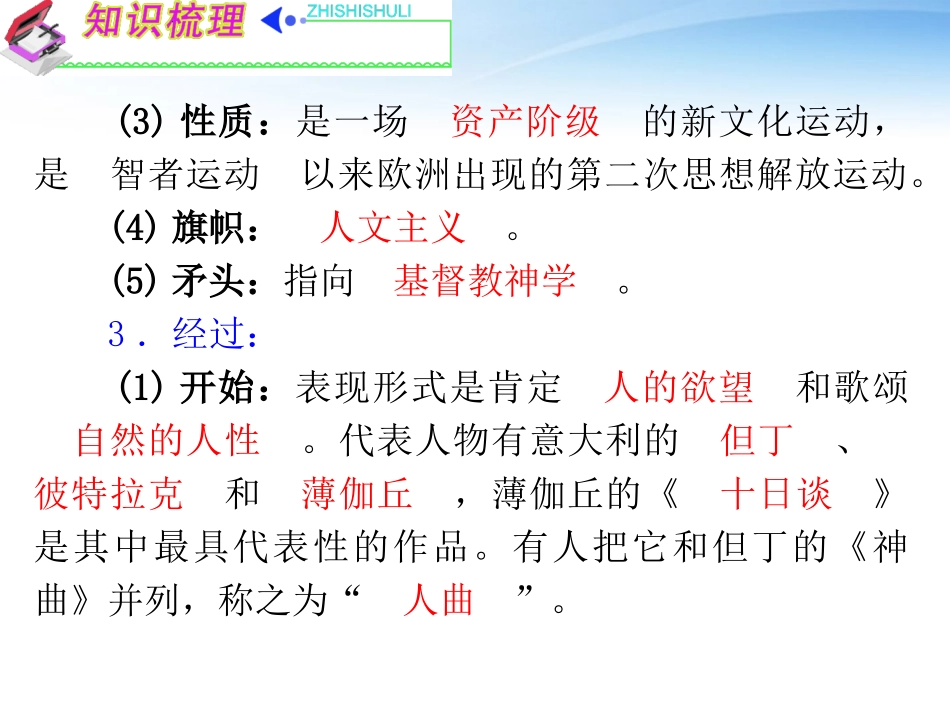 《夺冠之路》福建专用2012高考历史一轮复习-第3单元-西方人文精神的起源及其发展-考点2-西方人文精神的发展_第3页