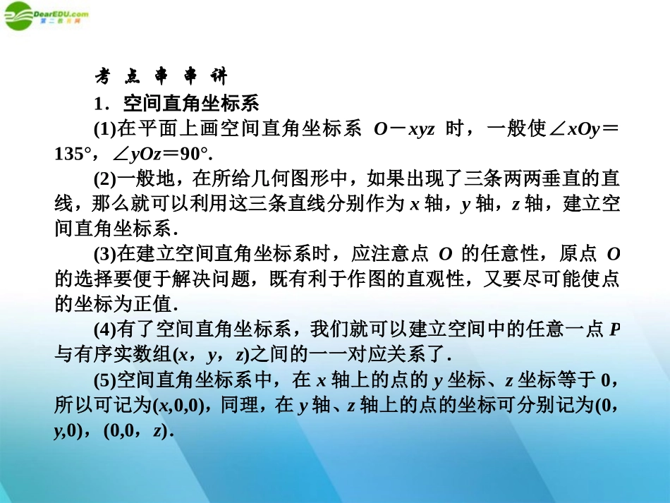 2012高三数学《师说》系列一轮复习-空间直角坐标系与空间向量的运算课件-理-新人教B版_第2页