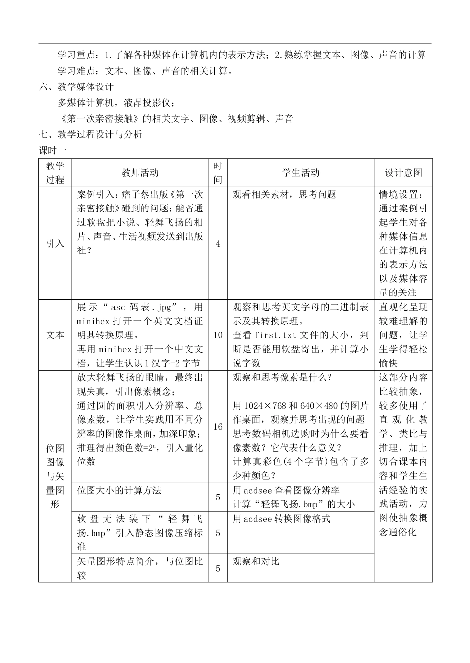高中信息技术-3.2各种媒体信息在计算机中的表示教学设计-粤教版选修2_第2页