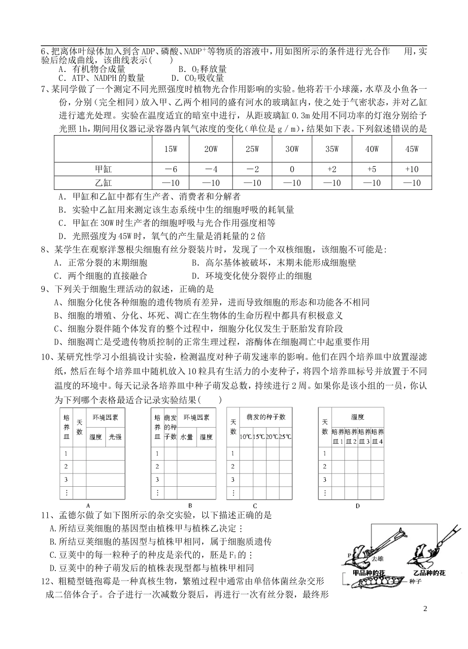 安徽省望江县2013届高三生物第三次月考试题新人教版_第2页
