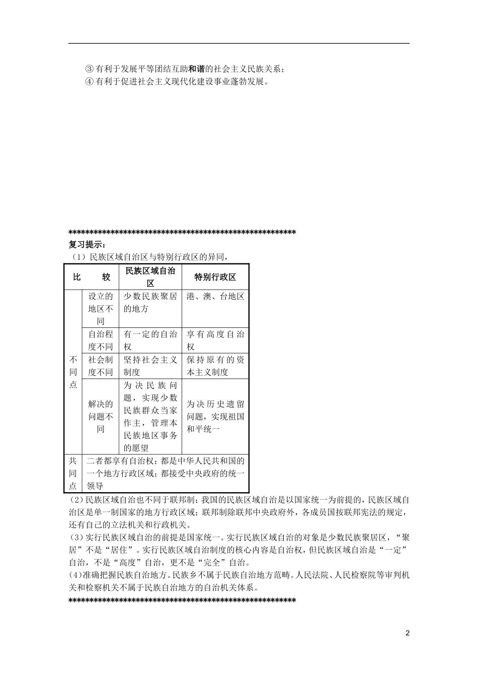 2012届高三政治一轮复习讲义-第七课我国的民族区域自治制度及宗教政策-新人教必修2_第2页