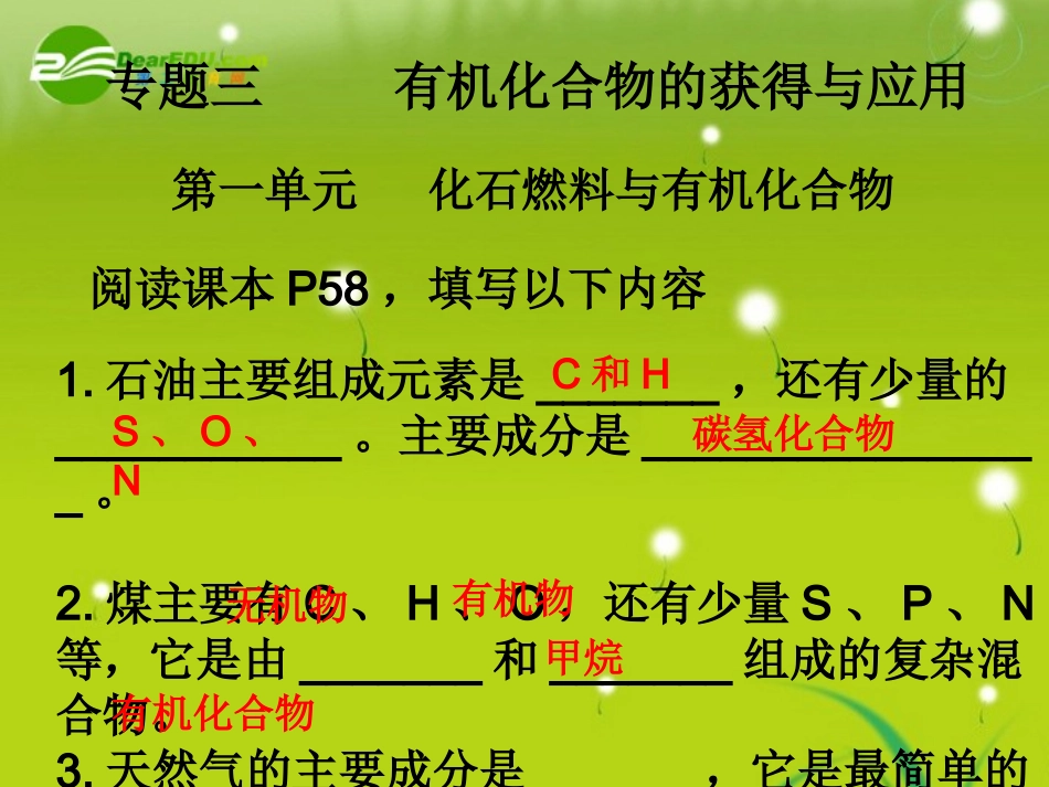高中化学-化石燃料与有机化合物-甲烷课件-苏教版必修2_第1页