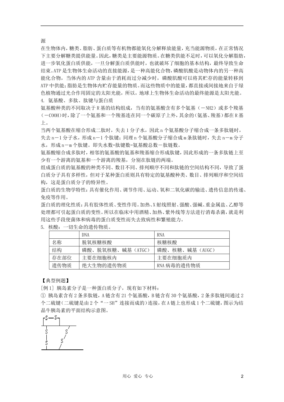 2012届高三生物-生命的物质基础专题复习学案_第2页