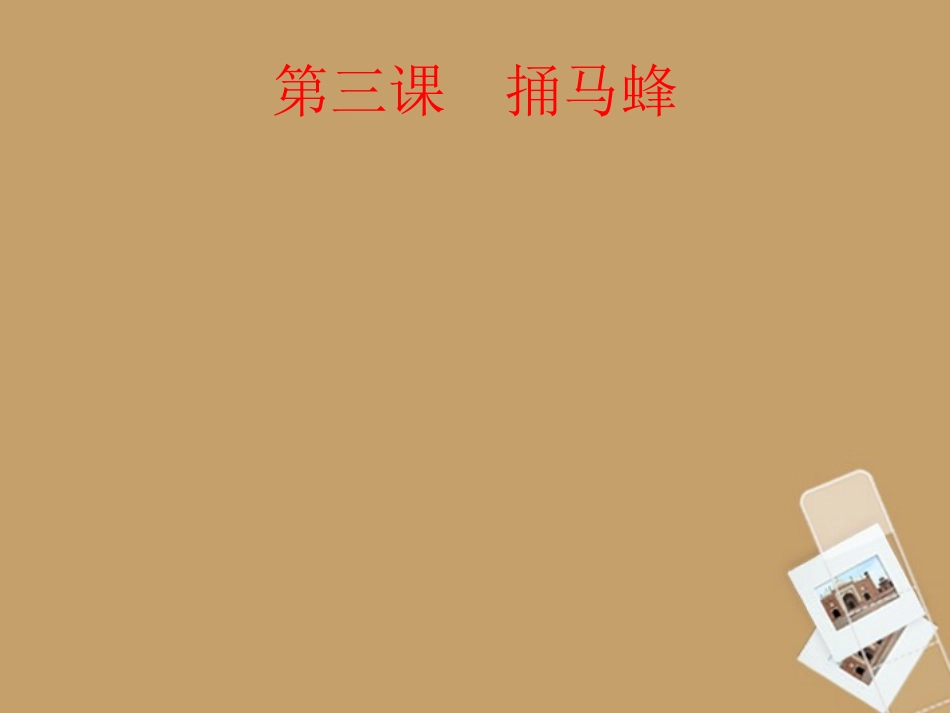 新疆乌鲁木齐县第二中学九年级语文《捅马蜂》课件_第1页