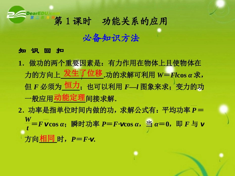 【精品】2011届高三物理二轮复习-专题四第1课时功能关系的应用课件-人教大纲版_第2页