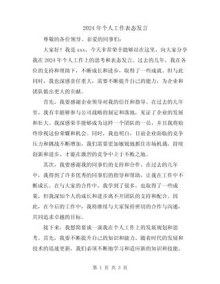 2024年个人工作表态发言