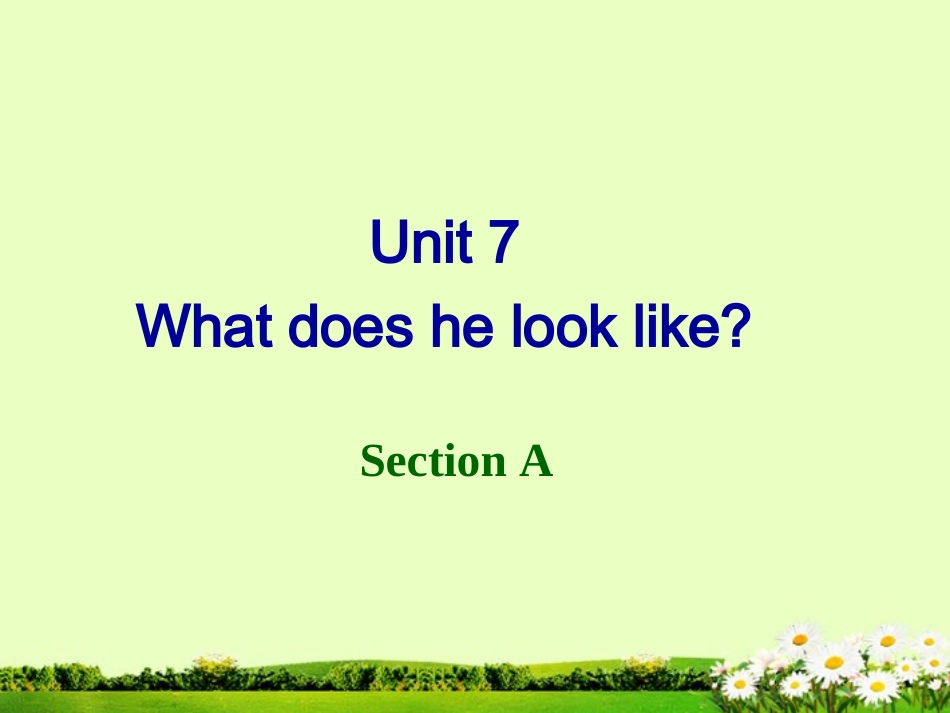 浙江省温岭市城南中学七年级英语下册《Unit-7-What-does-he-look-like》课件-人教新目标版_第1页
