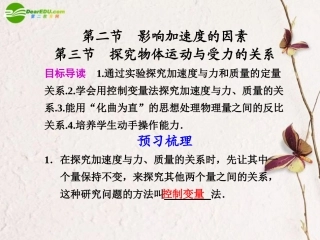 高中物理-第4章第2节第3节影响加速度的因素探究物体运动与受力的关系同步教学课件-粤教版必修1