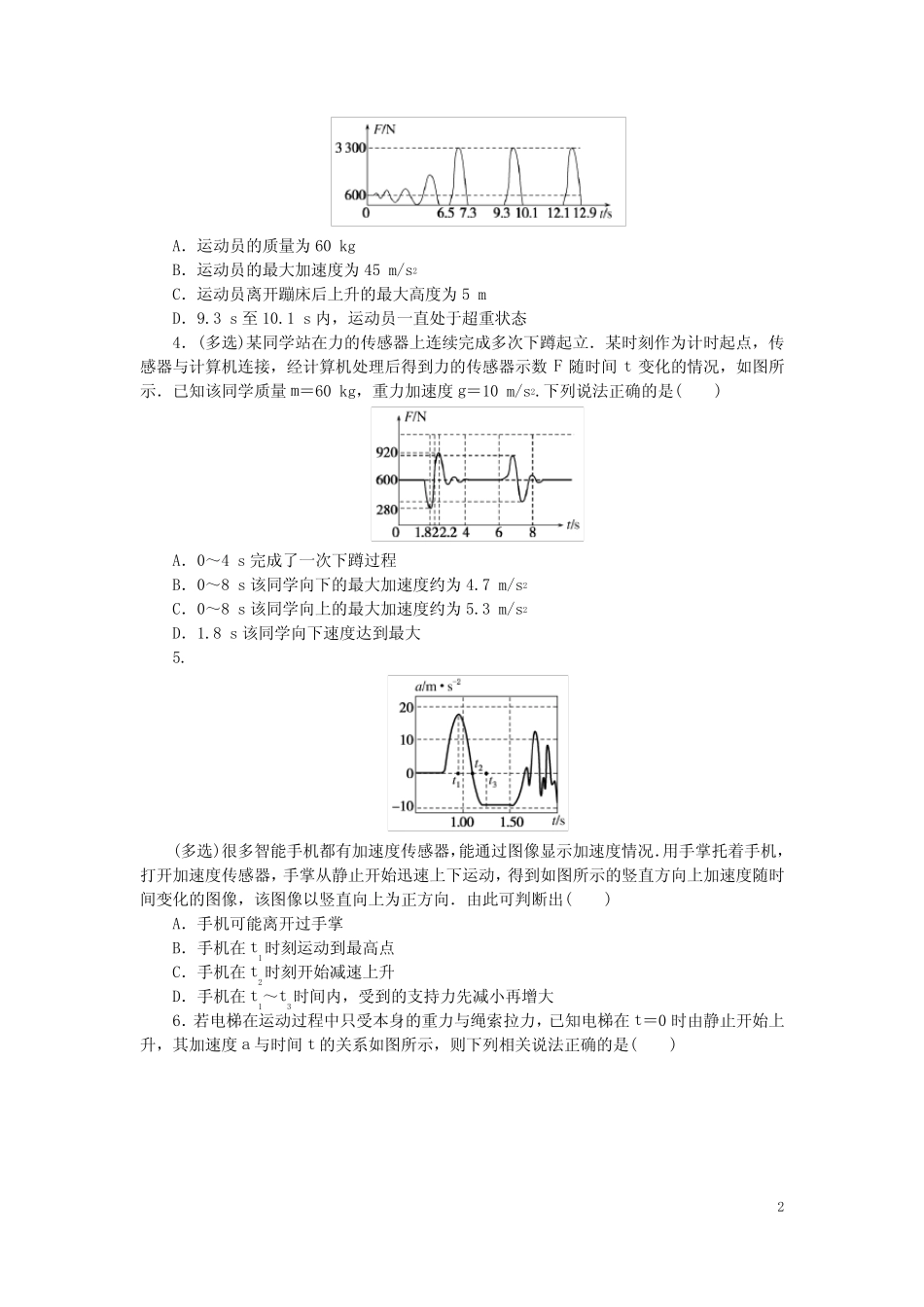 2024版新教材高考物理复习特训卷考点17动力学中的图像问题 _第2页
