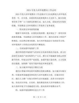 2024年度人居环境整治工作总结 